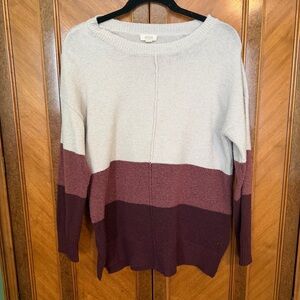 a.n.a Women's Color Block Sweater - Cream and Purple